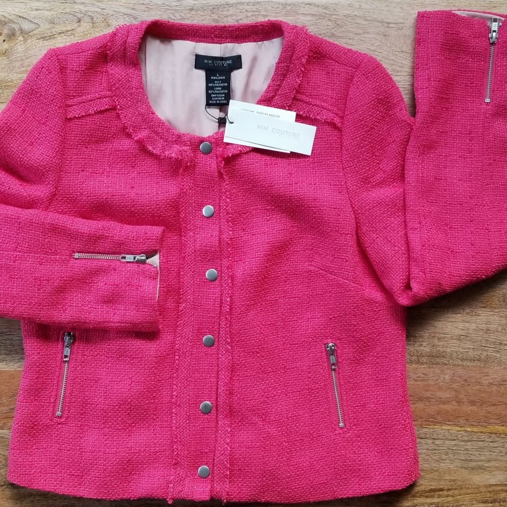 MM Couture by Miss Me Pink Tweed Jacket